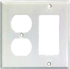 Eaton Wiring Devices 2157W-BOX Combination Wallplate, 4-1/2 in L, 4-9/16 in W, Standard, 2-Gang, Thermoset, White
