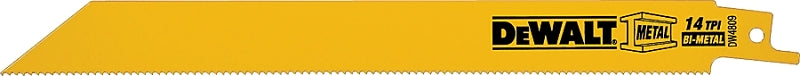 DEWALT DW4809 Reciprocating Saw Blade, 3/4 in W, 8 in L, 14 TPI, Bi-Metal Cutting Edge