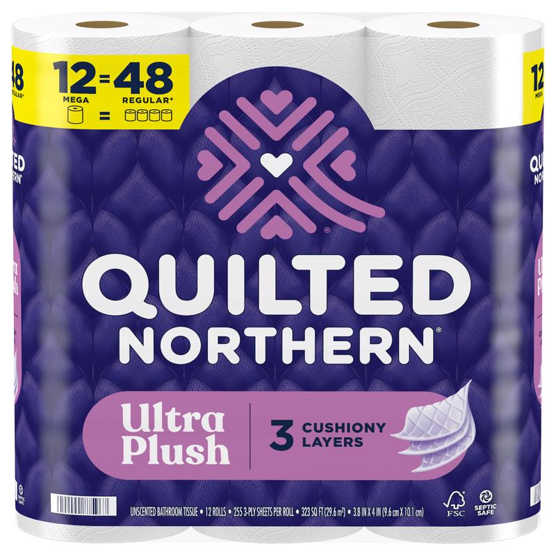Quilted Northern Ultra Plush Toilet Paper 12 Rolls 255 sheet 1020 in., Pack of 4