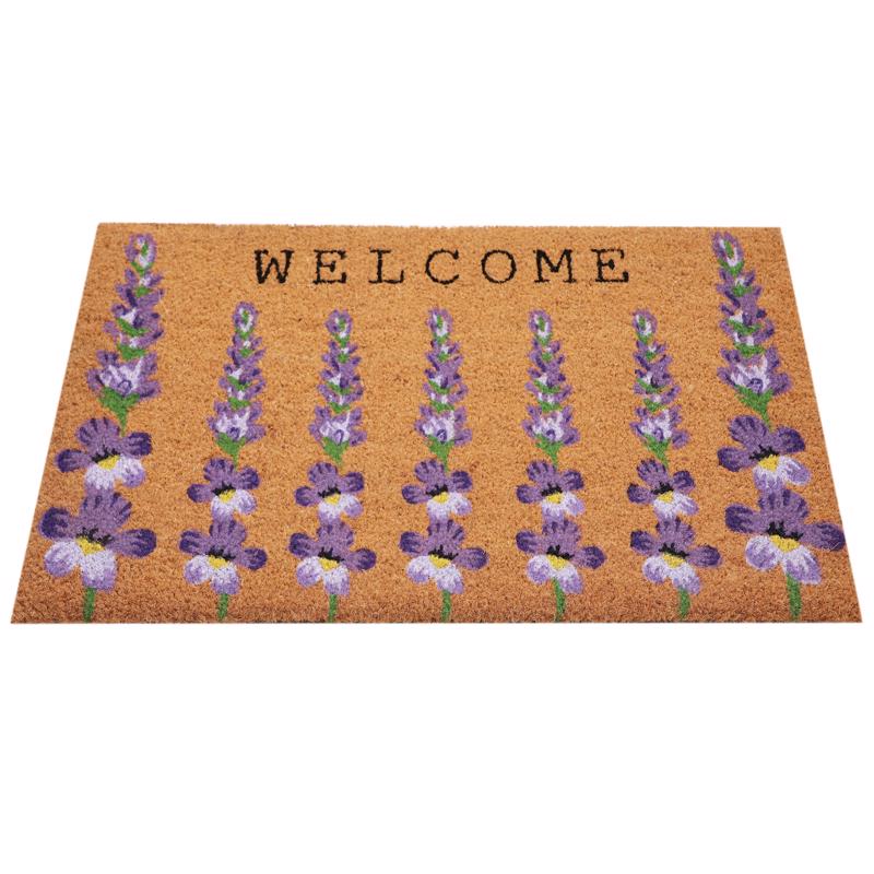 First Concept 18 in. W X 30 in. L Natural Floral Coir Door Mat