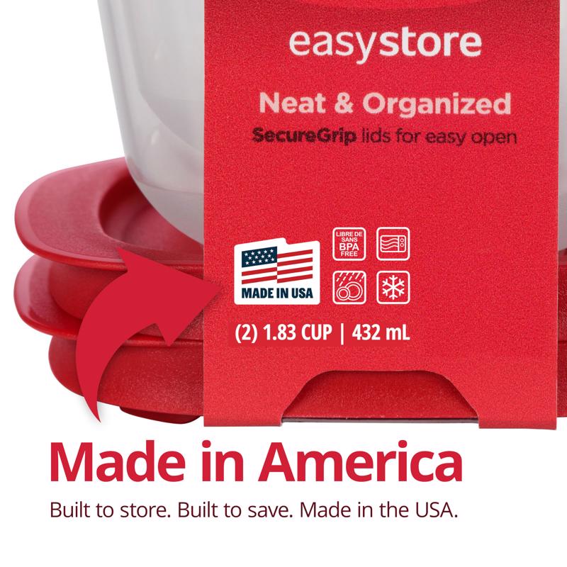 Rubbermaid Easy Store 1.83 cups clear Food Storage Container Set 2 pk, Pack of 4