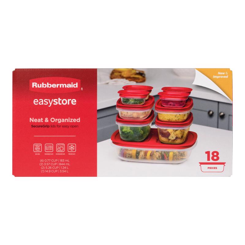 Rubbermaid Easy Store Clear Food Storage Container Set 18 pk, Pack of 2