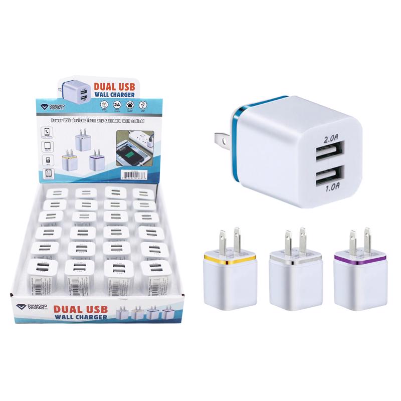 Diamond Visions 2 Port USB Wall Charger, Pack of 24
