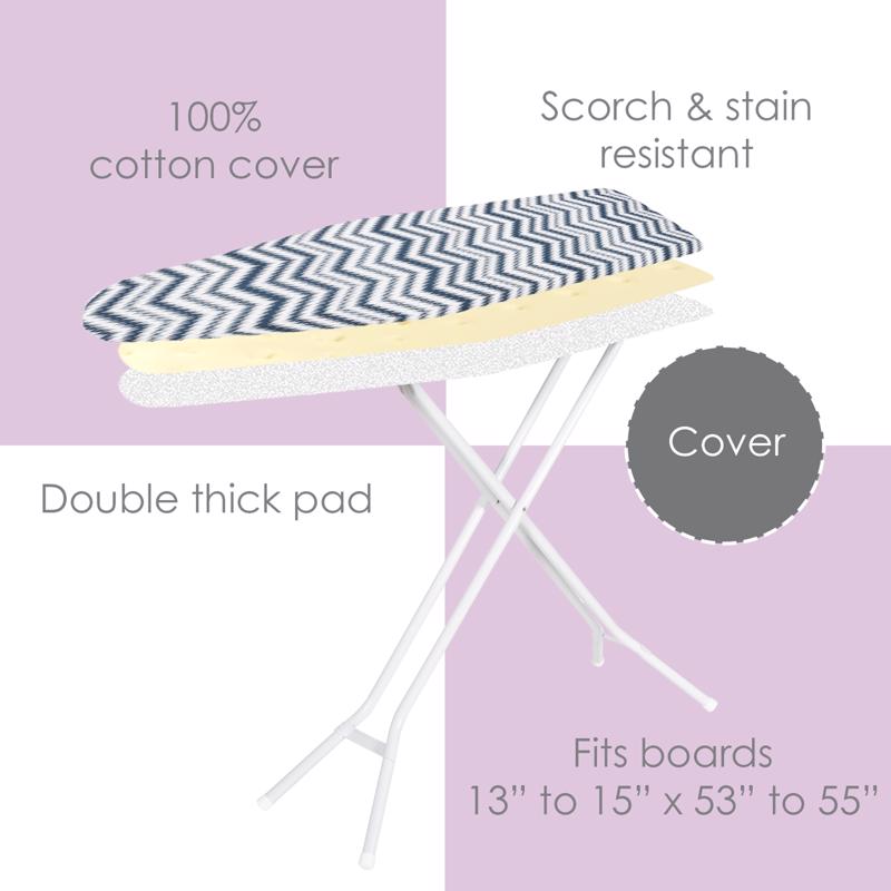 Seymour Home Products 15 in. W X 55 in. L Cotton Blue Ironing Board Cover and Pad