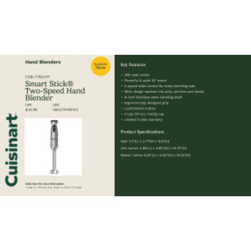 Cuisinart Smart Stick Silver 3 cups 2 speed Immersion Mixer