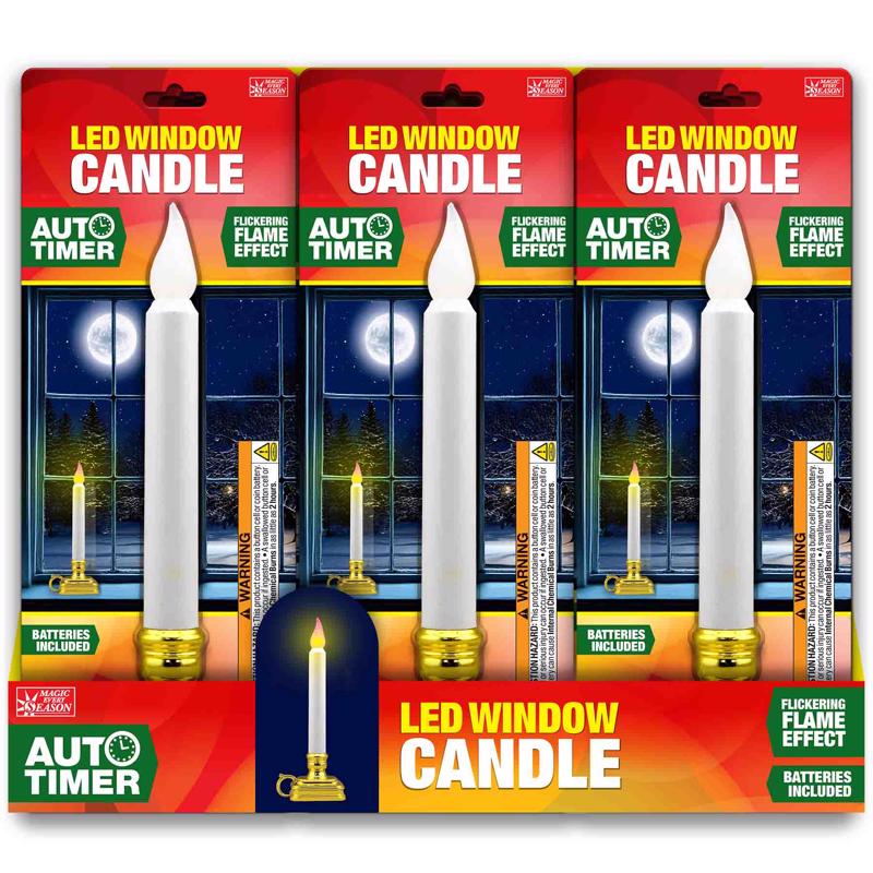 Magic Seasons White NA Scent Plastic Window Candle Flameless Flickering Candle, Pack of 12