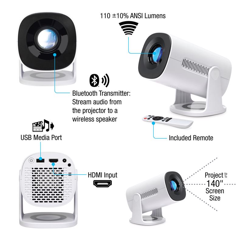 GPX 140 in. Projection Portable Projector 720p, Pack of 4