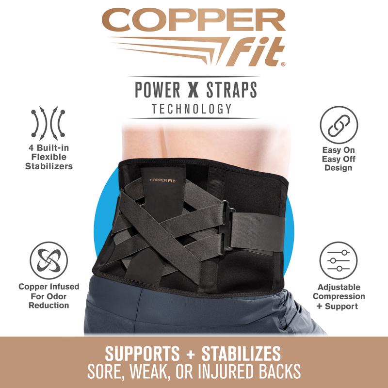 Copper Fit Back Pro Black Power X Straps Technology Compression Back Support Belt 1 pk 1 pk