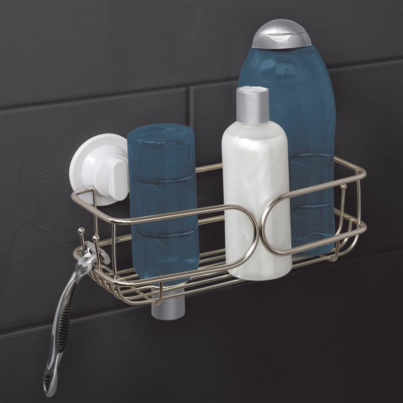 Zenna Home Chrome Silver Stainless Steel Shower Basket, Pack of 2