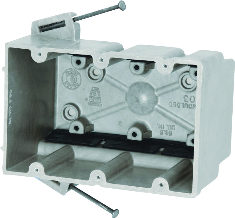 fiberglassBOX 3300-NK Electrical Box, 3-Gang, 6-Outlet, 12-Knockout, Fiberglass Reinforced Polyester BMC, Beige/Tan