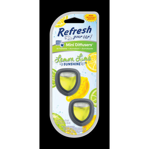 Refresh Your Car! Lemon Lime Sunshine Scent Mini Car Diffuser 0.7 oz Liquid