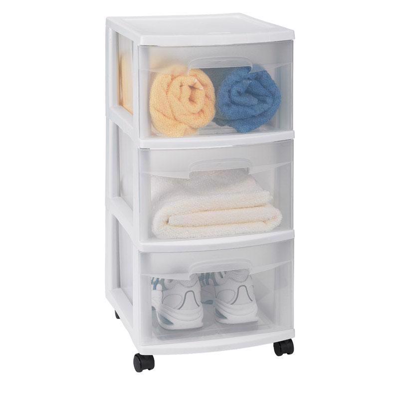 Sterilite 5.4 cu ft Clear/White Drawer Organizer 25-5/8 in. H X 12-5/8 in. W X 14-1/2 in. D Stackabl, Pack of 2