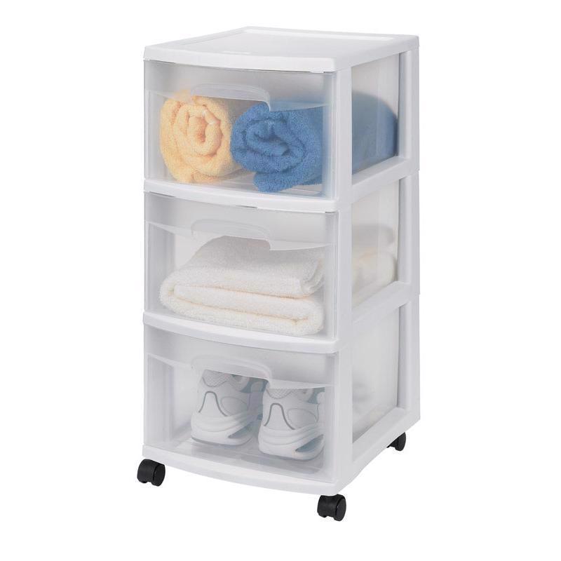 Sterilite 5.4 cu ft Clear/White Drawer Organizer 25-5/8 in. H X 12-5/8 in. W X 14-1/2 in. D Stackabl, Pack of 2