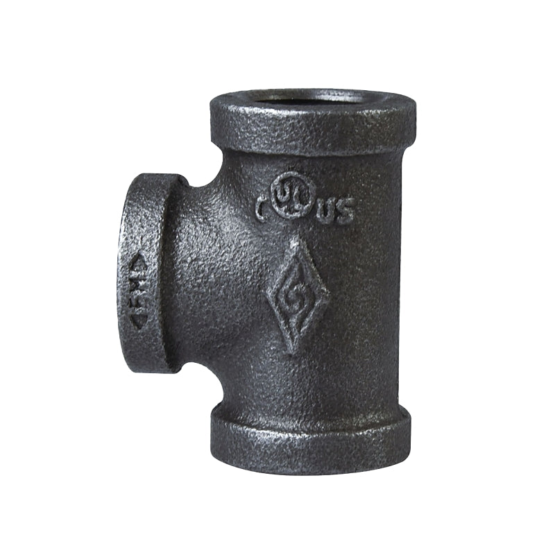 ProSource 11A-3/4B Pipe Tee, 3/4 in, Threaded, Iron, 40 Schedule, 300 psi Pressure, Black