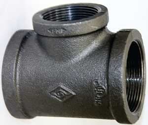 ProSource 11A3/4X1/2B Pipe Tee, 1/2 x 3/4 x 3/4 in, Threaded, Iron, 40 Schedule, 300 psi Pressure, Black