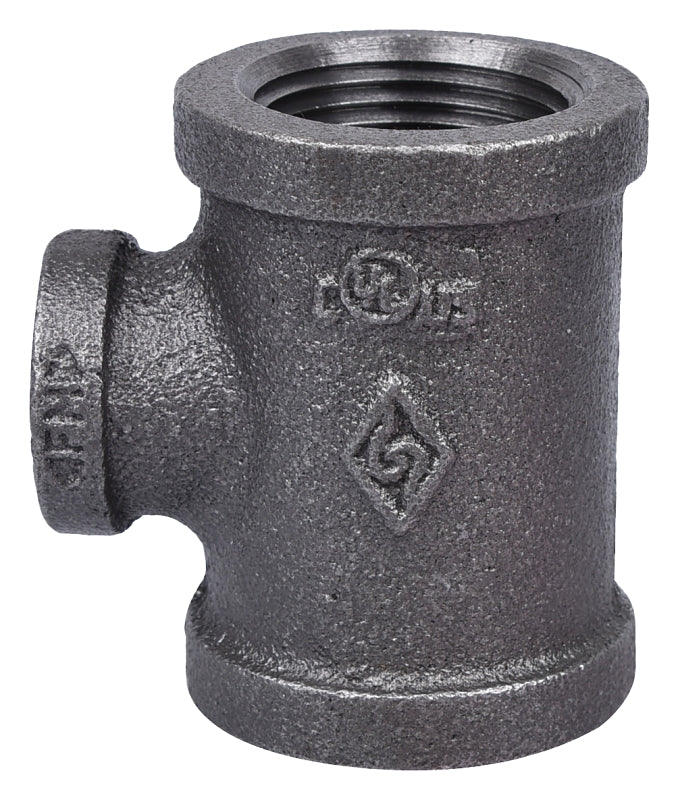 ProSource 11A1X1/2B Pipe Tee, 1/2 x 1 in, Threaded, Iron, 40 Schedule, 300 psi Pressure, Black