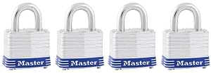 Master Lock 3008D Padlock, Keyed Alike Key, 9/32 in Dia Shackle, 3/4 in H Shackle, Steel Shackle, Steel Body, Laminated