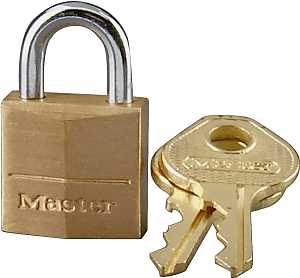 Master Lock 120D Padlock, Keyed Different Key, 5/32 in Dia Shackle, 7/16 in H Shackle, Steel Shackle, Solid Brass Body