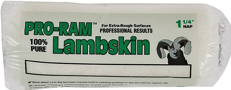 Linzer Pro-Ram RC 707 Roller Cover, 1-1/4 in Thick Nap, 9 in L, Lambskin Cover