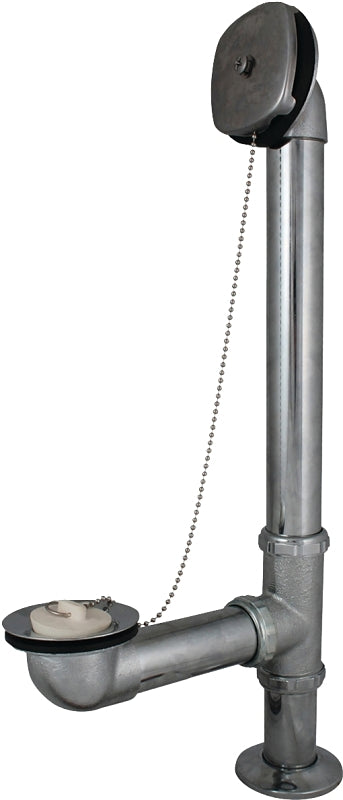 Keeney 600SN Bath Drain Assembly, Brass, Satin Nickel, For: Tiled-In Leg Tubs