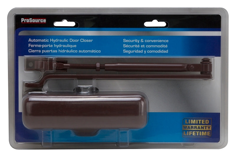 ProSource C102-BH-SA-BRN Door Closer, Automatic, Aluminum, Brown, 100 lb, 150 x 19 mm Mounting Hole Distance