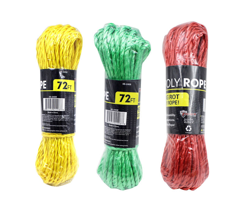 Diamond Visions 0.25 in. D X 72 ft. L Assorted Twisted Poly Rope, Pack of 36