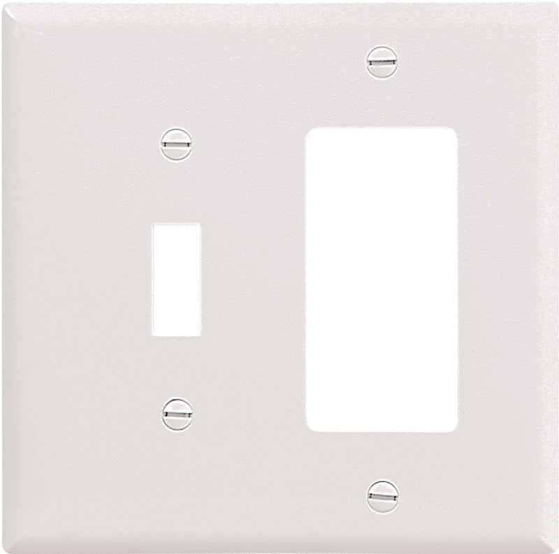 Eaton Wiring Devices 2153W-BOX Combination Wallplate, 4-1/2 in L, 4-9/16 in W, Standard, For: Decorator, Toggle Switch