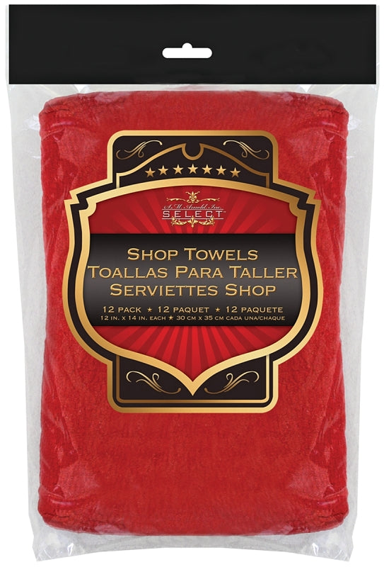 SM Arnold SELECT 85-765 Shop Towel, 14 in L, 12 in W, Cotton, Red