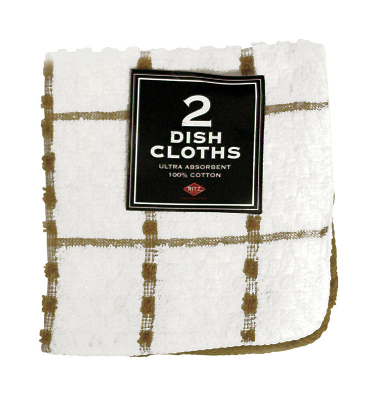 Ritz Biscotti Cotton Check/Solid Dish Cloth 2 pk, Pack of 3