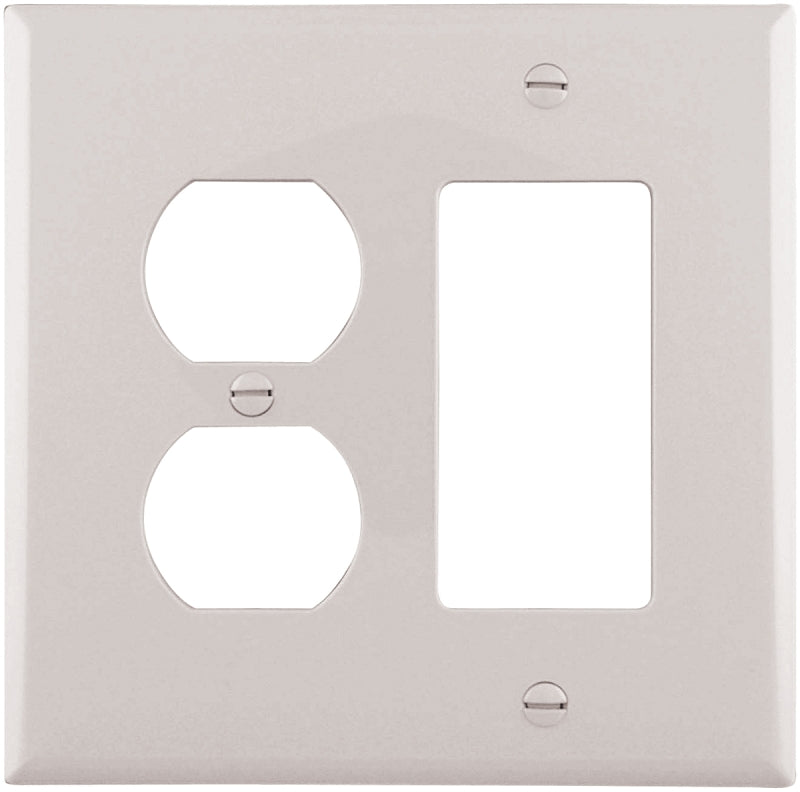 Eaton Wiring Devices PJ826W Combination Wallplate, 4-7/8 in L, 4-15/16 in W, Mid, 2-Gang, Polycarbonate, White, Pack of 20