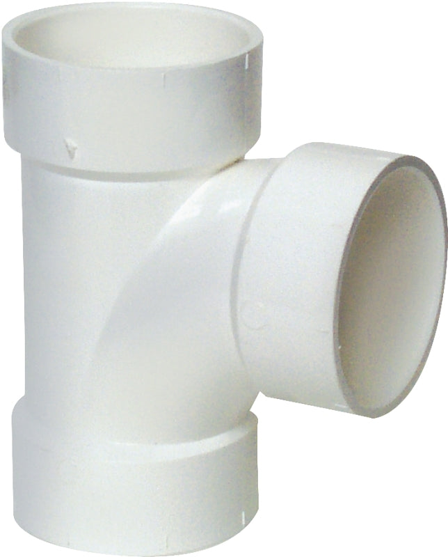Canplas 192153 DWV Sanitary Pipe Tee, 3 in, Hub, PVC, White