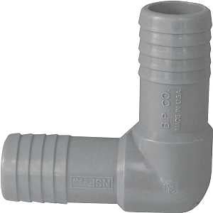 Boshart UPPE-07 Pipe Elbow, 3/4 in, Insert, 90 deg Angle, Polypropylene, Gray, 200 psi Pressure