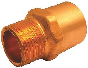 Nibco 604 Series W01190T Pipe Adapter, 3/8 x 1/2 in, Sweat x MPT, Copper, 779 psi Pressure