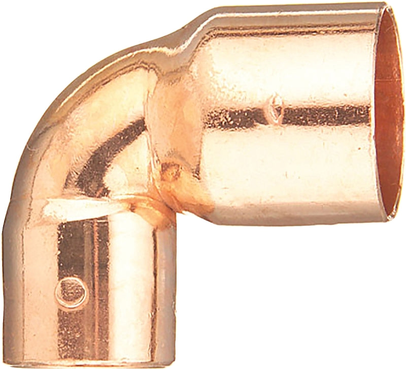 Nibco 607R Series W01480T Pipe Elbow, 3/4 x 1/2 in, Compression, 90 deg Angle, Copper, 582 psi Pressure