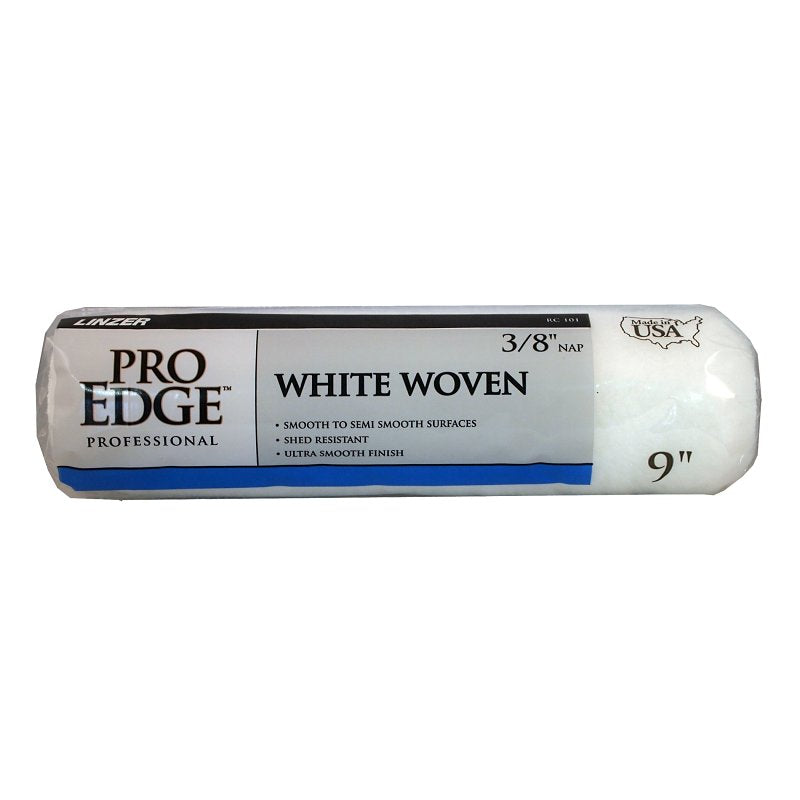 Linzer RC101-9 Roller Cover, White, 3/8 in Thick Nap, 9 in L, Woven Fabric Cover, 24/PK