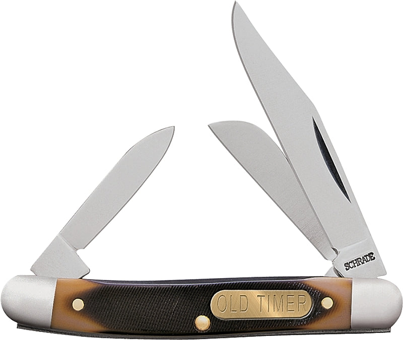 Old Timer 108OT Junior Folding Pocket Knife, 2 in L Blade, Stainless Steel Blade, 3-Blade, Sawcut Handle