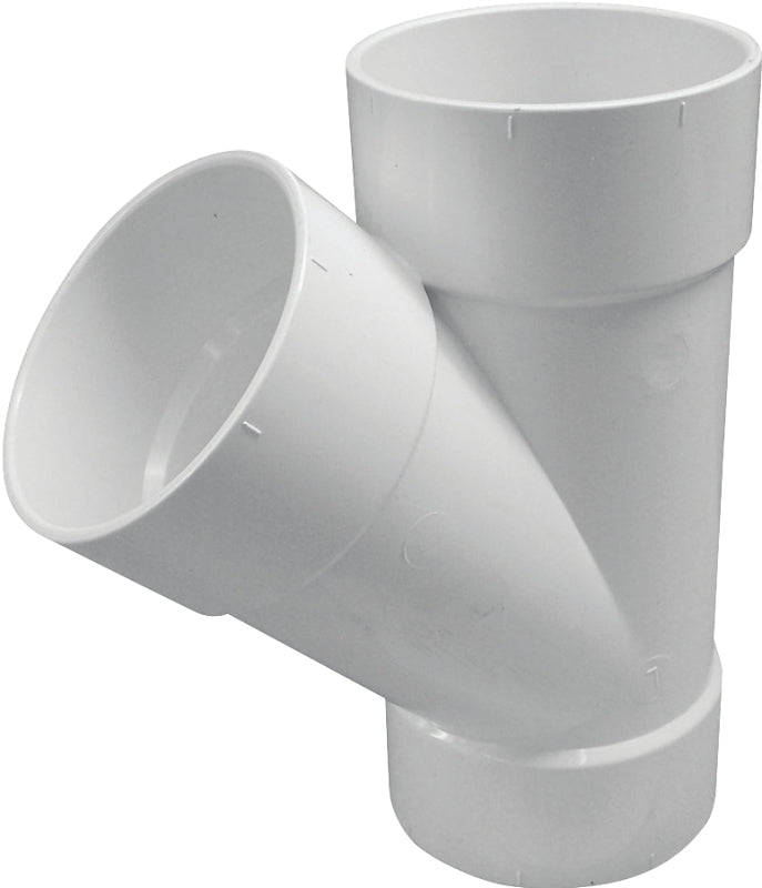 Canplas 414133BC S&D Pipe Wye, 3 in, Hub, PVC, White, SCH 20 Schedule
