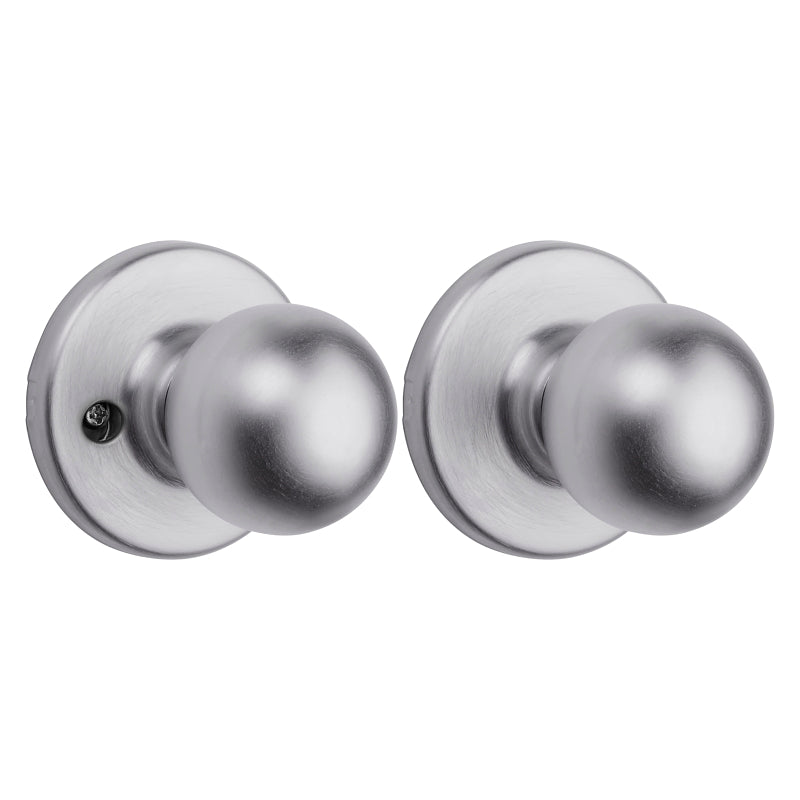 Kwikset 200P 26DCPRCLRCS Passage Knob, Zinc, Satin Chrome, 2-3/8 to 2-3/4 in Backset, 1-3/8 to 1-3/4 in Thick Door