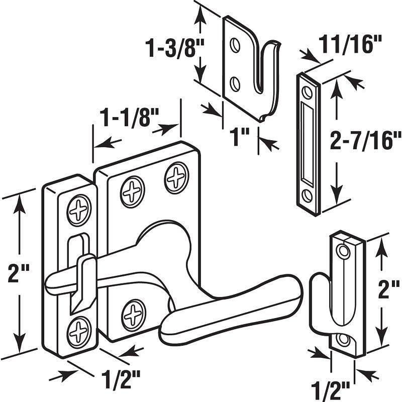 Defender Security U9935 Casement Sash Lock, Steel, Brass