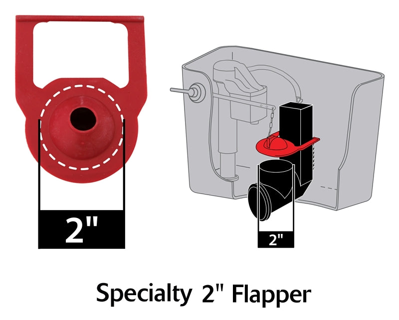 Korky 2011BP Hinge Toilet Flapper, Specifications: 2 in Valve Open, Chlorazone Rubber, Red