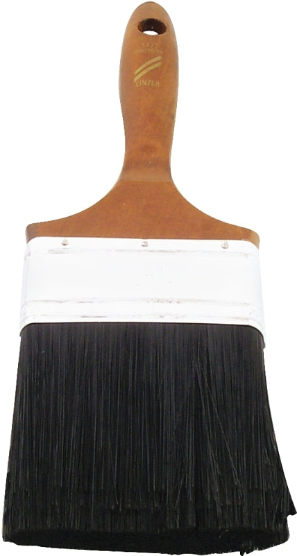 Linzer WC1123-4 Paint Brush, Walnut, Wood Handle, 4 in W, 3-1/2 in L Bristle, Polyester Bristle, Beaver Tail Handle