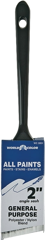 Linzer WC 2851-2 Paint Brush, 2 in W, 2-1/2 in L Bristle, Nylon/Polyester Bristle, Angular Handle