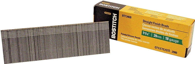 Bostitch BT1340B Nail, 1-9/16 in L, 18 ga, Steel, Coated, Brad Head, Smooth Shank