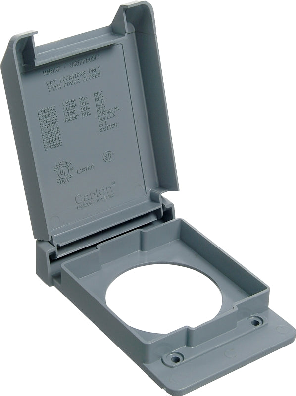 Carlon E98G5FN-CAR Device Cover, 4-53/64 in L, 3-11/16 in W, Rectangular, 1-Gang, Plastic, Textured, Gray