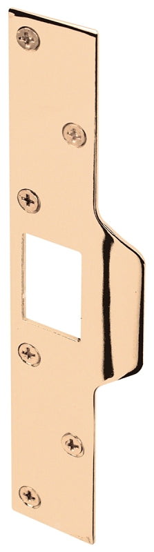 Defender Security U 9426 Deadbolt Strike Plate, 7-7/8 in L, 1-1/4 in W, Steel, Brass