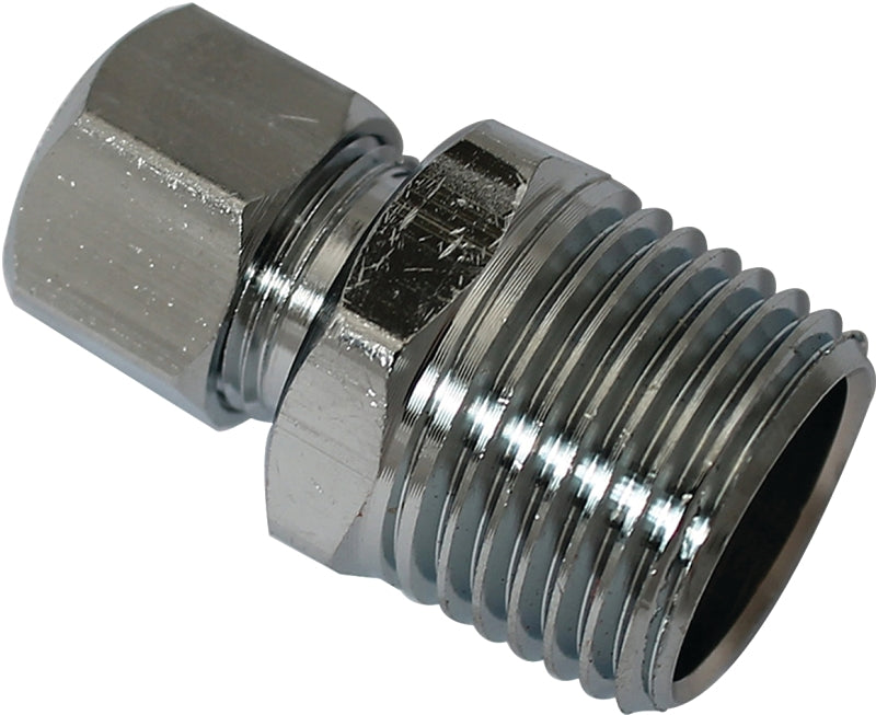 Plumb Pak PP74PCLF Straight Adapter, 1/2 x 3/8 in, MIP x Compression, Brass, Chrome-Plated