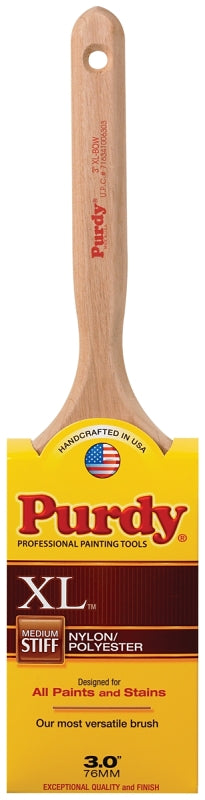 Purdy 144064330 Trim Brush, Natural Hardwood Handle, 3 in W, Nylon/Polyester Bristle, Fluted Handle