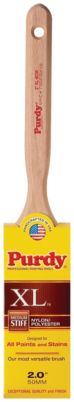 Purdy XL Bow 144064320 Trim Brush, 2 in W, Flat Brush, 2-11/16 in L Bristle, Nylon/Polyester Bristle, Fluted Handle