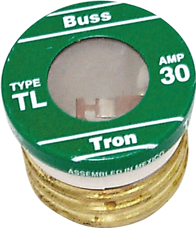 Bussmann BP/TL-30 Plug Fuse, 30 A, 125 V, 10 kA Interrupt, Plastic Body, Time Delay Fuse