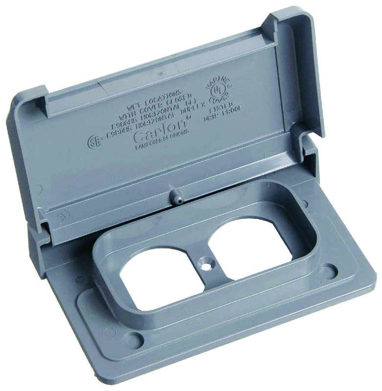Carlon E98DHGN-CAR Device Cover, 4-7/8 in L, 3-1/8 in W, Rectangular, 1-Gang, Lexan, Gray, Textured